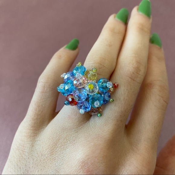 MULTICOLOURED BEADED RING - Picture 2 of 5